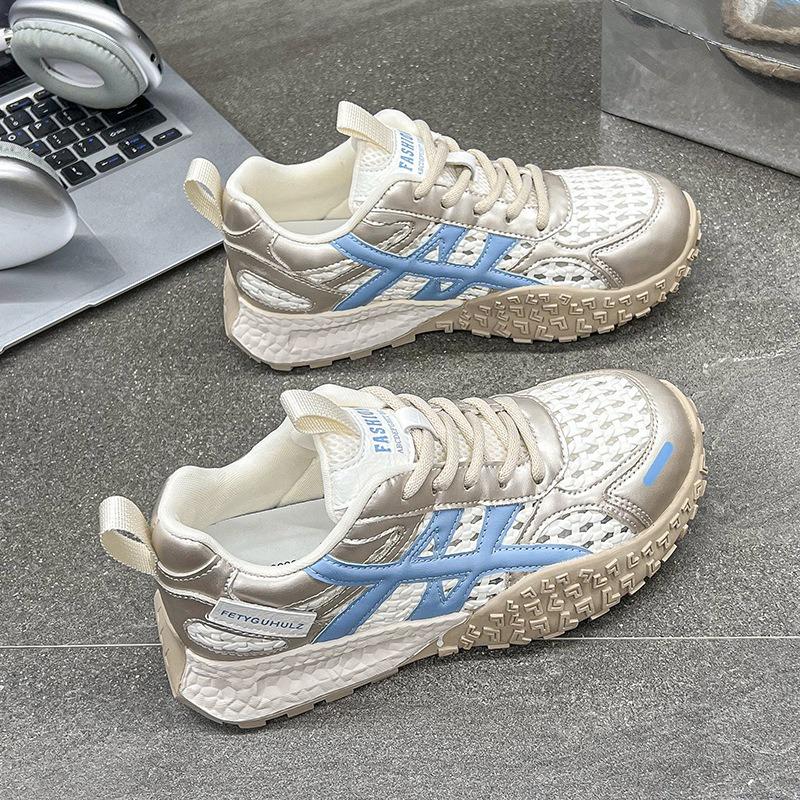 Casual shoes women's summer new fashionable versatile woven mesh breathable and comfortable dad shoes