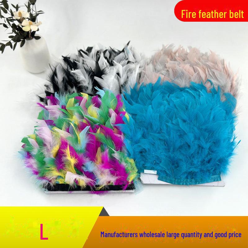 Red Lace Net Turkey Feather Strips for DIY Handmade Wedding Dance Costumes and Decorations