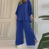2025 Women's Cotton-Linen Casual Two-Piece Set: Solid Color Long-Sleeve Shirt & Pants