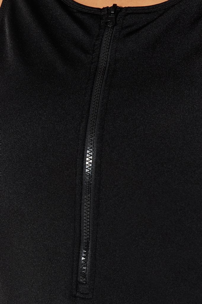 Women's New Season Plus Size Swimsuit Black Zippered Swimsuit with Lifting Effect