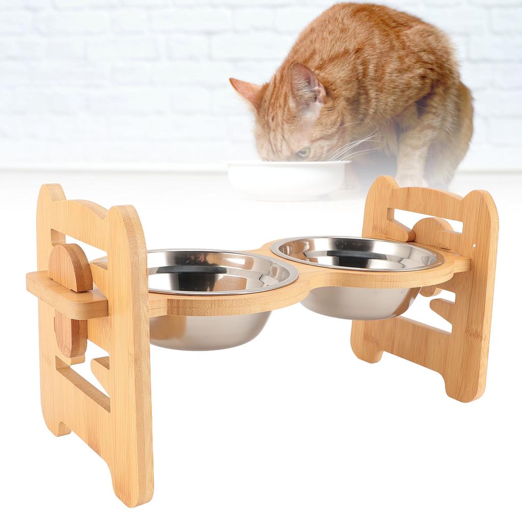 Подставка для мисок для собак, наклоненная на 15 градусов, противоскользящая, регулируемая миска для собак с 2 мисками из нержавеющей стали f