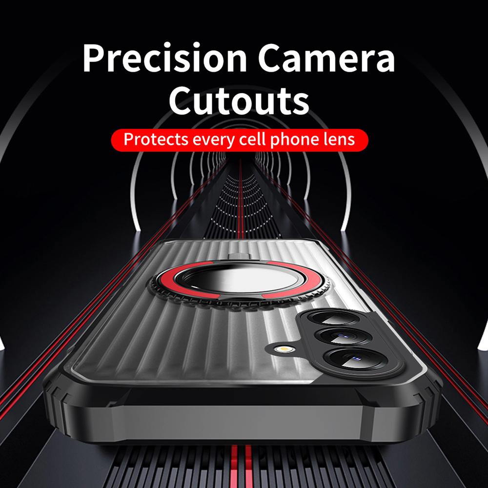 KEYSION 360° Rotating Ring Stand Case for Samsung Galaxy A56 5G A36 A26 A16 4G Matte Transparent Magnetic Shockproof Phone Cover