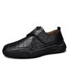 Mens Large Size Loafer Shoes Hand Stitched Slip On Casual Leather Flat Business Comfort