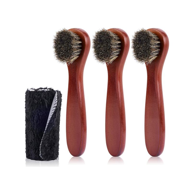 Long Handle Cleaning Oiling Brush Horsehair Shoes Polish Brushes Kit Leather Shoe Boots Care Clean Applicators