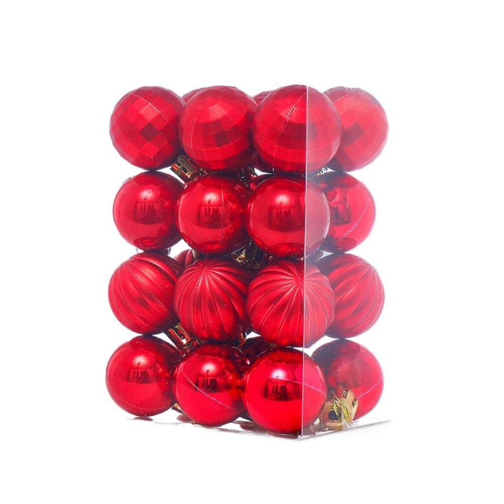 24pcs Crafts 3cm Christmas Ball Set Creative Waterproof Christmas Tree Pendant Delicate Painted Hanging Ornament Room