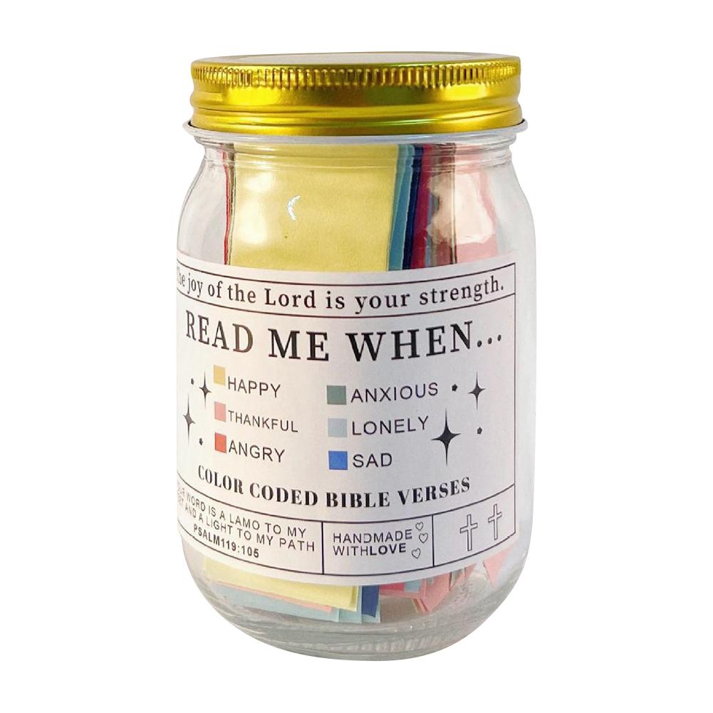 1/2 шт. Банка со стихами из Библии Стихи из Библии в банке Цветная кодировка Банка благословений 60 карточек Дайте утешение от лучшей христианской Библии Бога