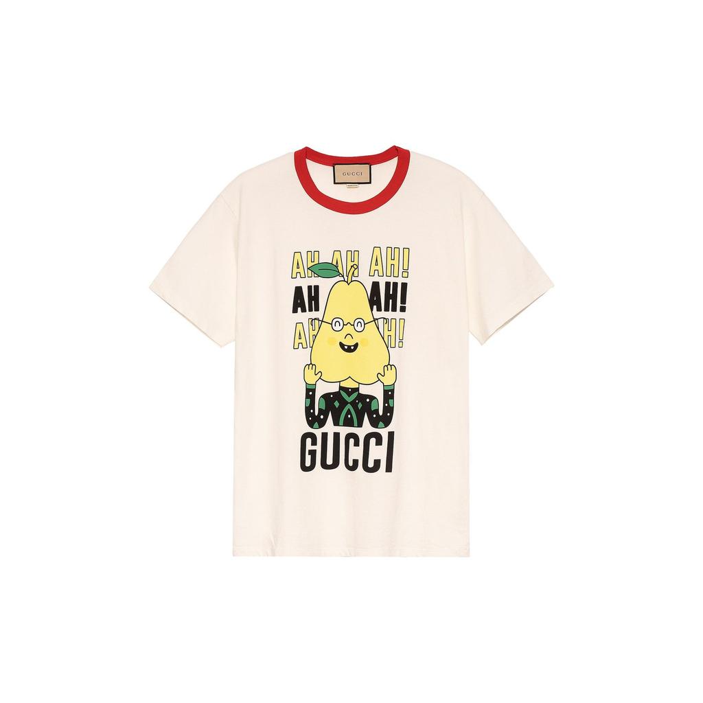 Gucci Футболки Унисекс Бежевые С круглым вырезом Умеренный Прямой крой 703439XJEIY9095