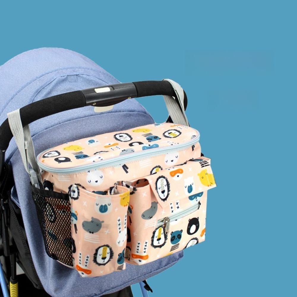 Large Capacity Baby Stroller Bag Printed Hanging Carriage Bag Infant Nappy Bags