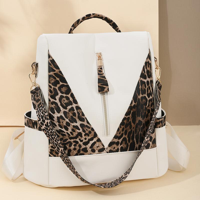 Рюкзак с леопардовым принтом, женский рюкзак большой вместимости с защитой от кражи
