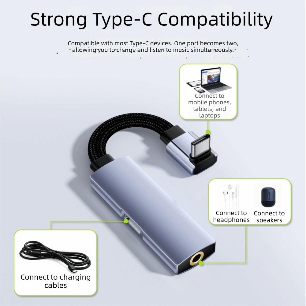 PD 60W Fast Charging Type-C To 3.5mm Adapter 2 in 1 Audio Adapter Headphone Adapter  Headphone Use
