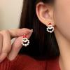 Enamel Santa Claus Min Stud Earrings Female Fashion Sweet Red White Color Geometry Ear Wedding Jewelry Romantic Gift