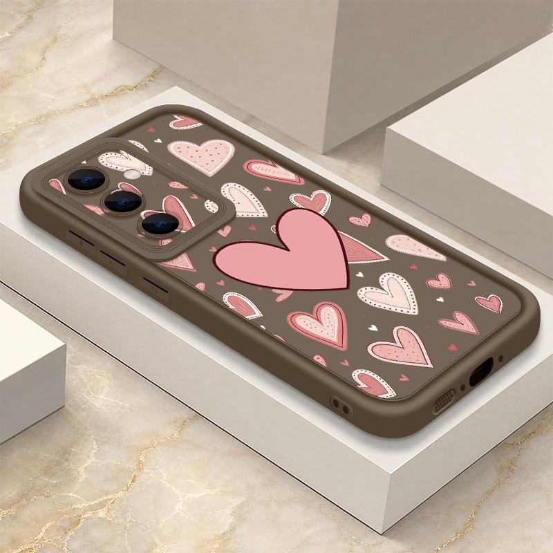 Чехол candy color с сердечками для Samsung S26 S25 Ultra S24 S23 S22 Plus S21 FE A54 A15 A35 A55 A16 A36 A56 A17 A27 A37 A57 Ударопрочный бампер