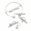 Vintage Style Imitation Pearl Earrings Ring Bangle Elegant Gold Color Jewelry Jewelry Set  Women