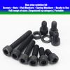 340pcs/M5 12.9 grade black anodized hex socket head cap screw, nut, and flat washer set; DIN912 metric bolt fastener set.