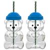 2Pcs Bear Shaped Tumbler with Lid & Straw Cute Leak-Proof Cup for Kids Adults Plastic Cold Drink Cup for Smoothie And Iced Coffee