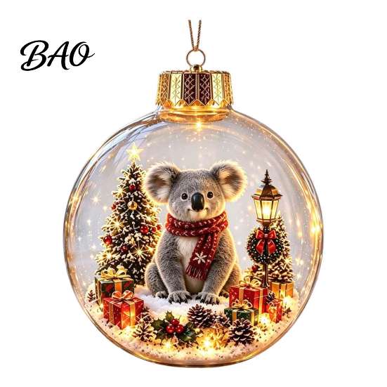 Thoughtful Christmas Souvenirs Glowing Story Ornament, Light-Up Ball Hanging Decor with Warm LED Light, Transparent Holiday Spheres Mini Scene