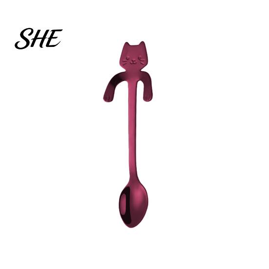Long Handle Coffee Stirrer 304 Stainless Steel Spoon, Hanging Cat Spoon for Mugs Tall Cups, Rust Resistant Drink Tea Stirring Ideal Desserts