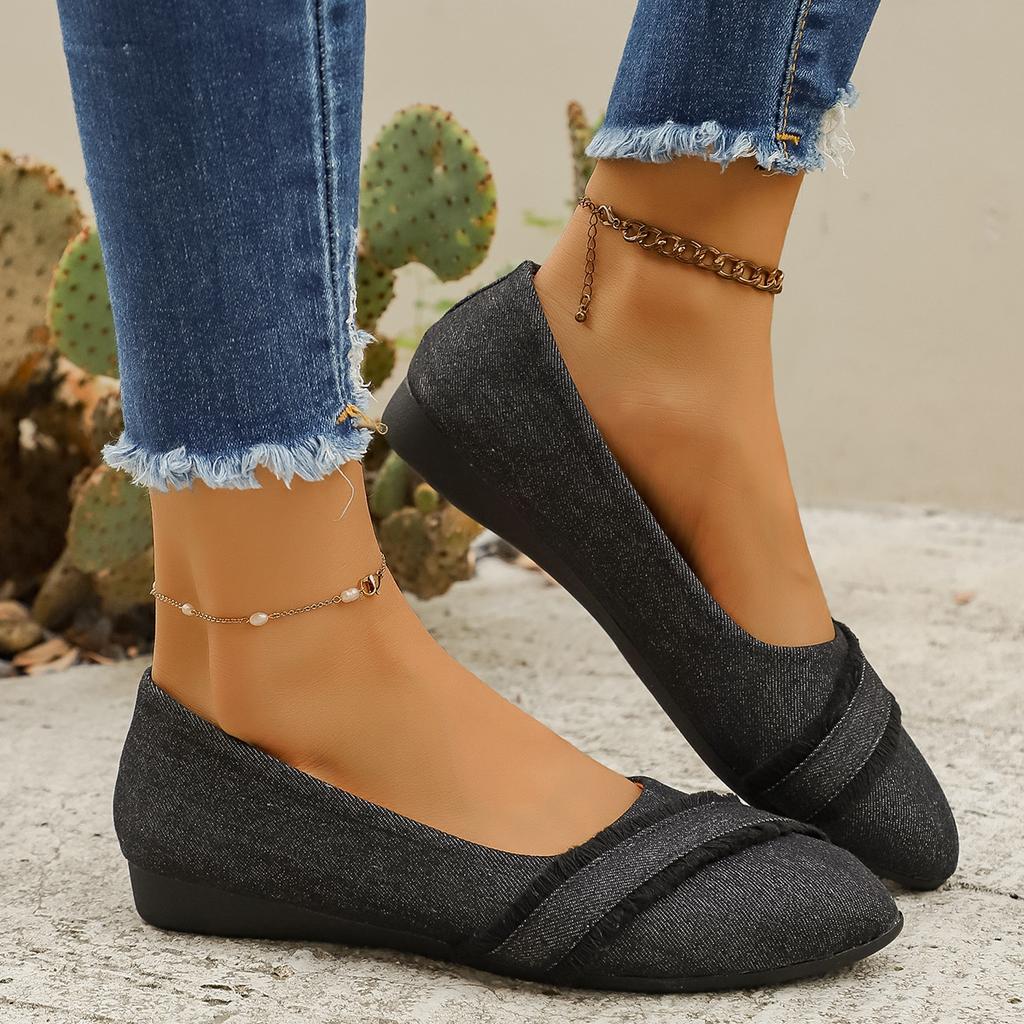 Женские джинсовые повседневные туфли на плоской подошве для ходьбы, с круглым носком, на массивном блочном низком каблуке, дышащие, удобные, износостойкие, модные, нарядные, для улицы, для путешествий, повседневные туфли