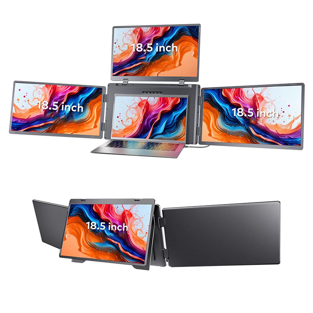 Laptop Screen Extender with Adjustable Angle Portable 18.5 Inch 1 Cable for 3 Screens Quad Monitors, Foldable US Plug