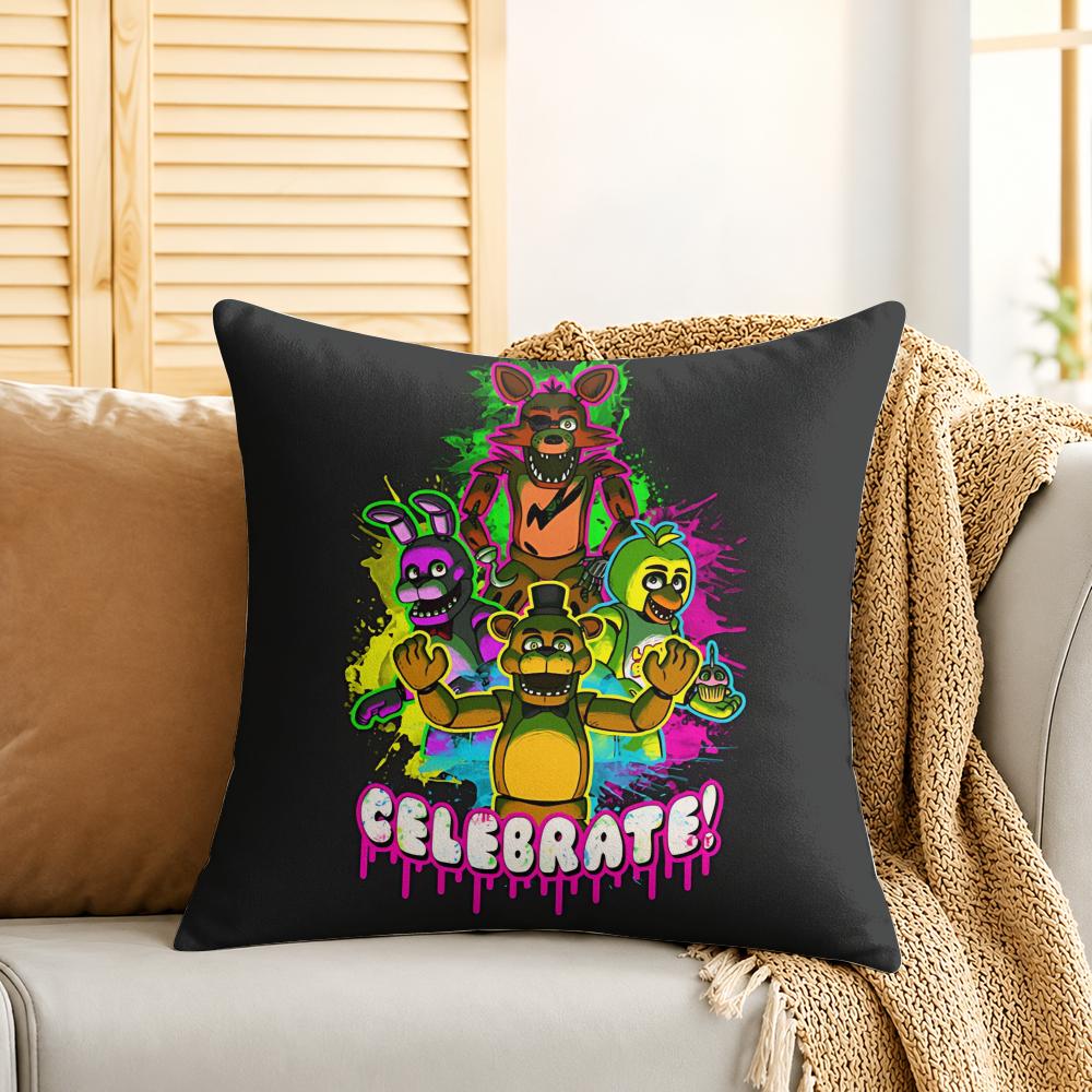 Five NNights At FFreddys Cushion Cover Silky Short Plush Invisible Zipper Dustproof Sofa Pillow Case For Home Decor