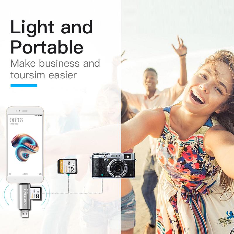 Vention Micro SD Card Reader Adapter Type C Micro USB3.0 SD Card Adapter for MacBook Laptop