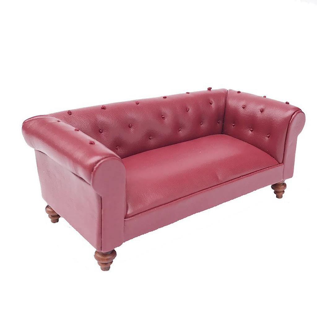 1/12 Scale Dollhouses Loveseat Miniature Couch Furniture Pretend Play for Kids Doll House Furniture Model for Dollhouses