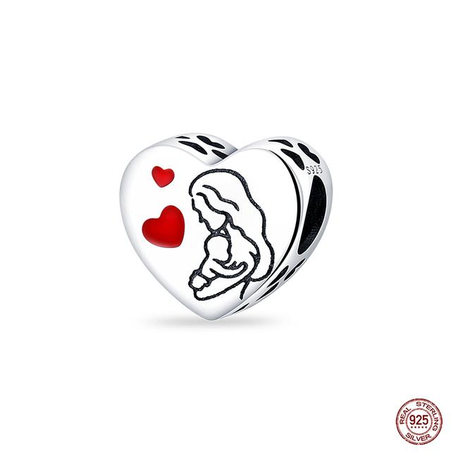 Новые стерлингового серебра 925 пробы красного цвета, подвески в форме сердца, бусины, ювелирные изделия на удачу, подарки