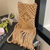2025 Summer New High-value Handmade Cotton Thread Woven Bag Shoulder Underarm Bag Straw Woven Bag Hollow Beach Bag