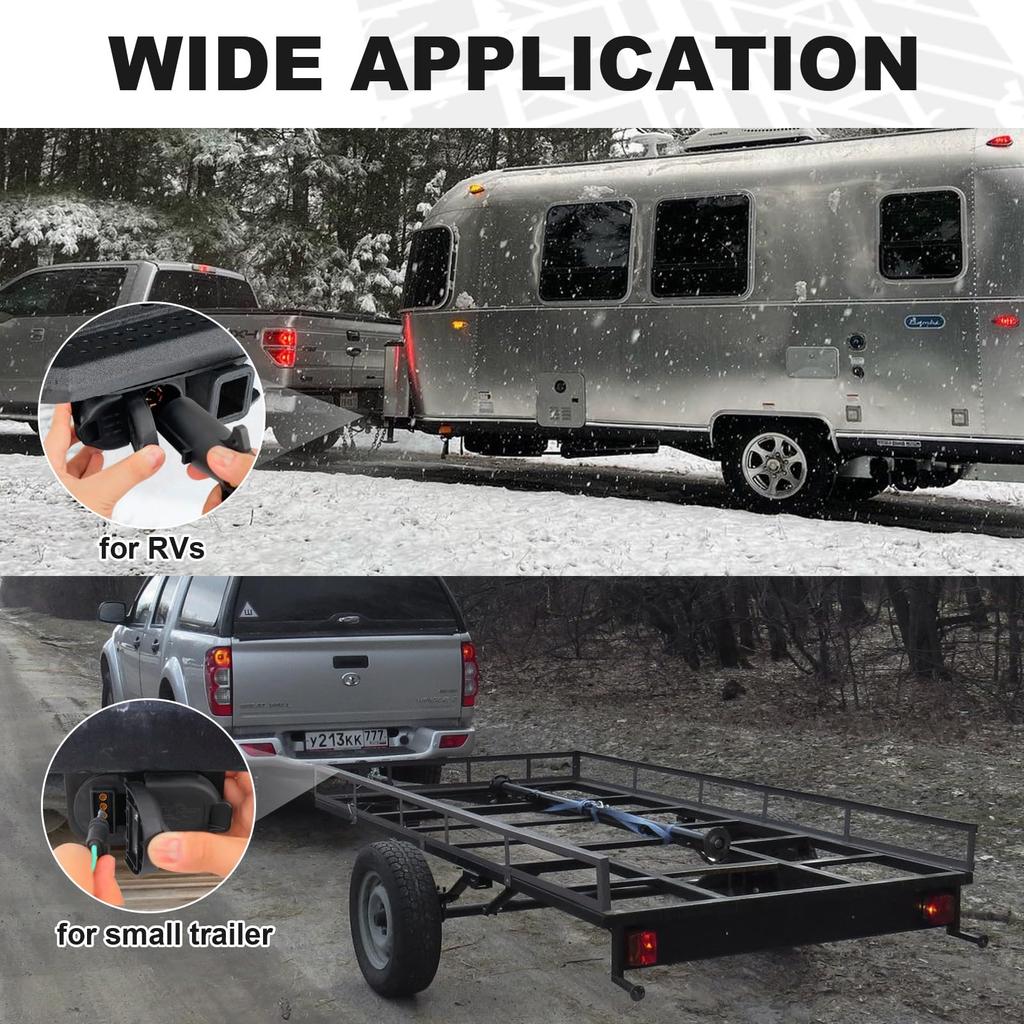 NeaLia Premium and Trailer Round Trailer Socket with Flat Replacement Truck Plug for Towing Pickup Hitch Wiring 7-Pin 4-Pin Connector, 7-Blade