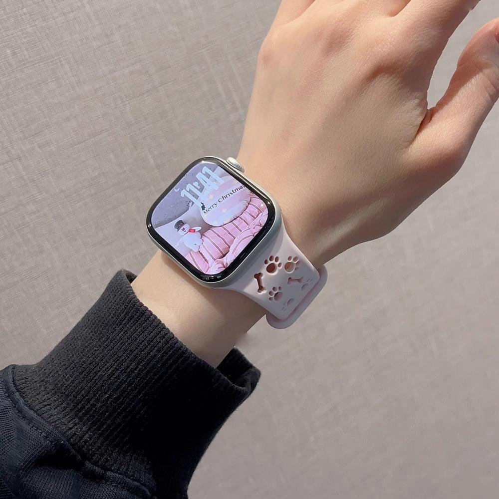 Силиконовый ремешок с отпечатком лапы собаки для ремешка Apple Watch 49 мм 46 мм 42 мм 44 мм 41 мм 40 мм 38 мм Correa Браслет Series 10 9 8 7 SE 6 5 4 3 Ultra2