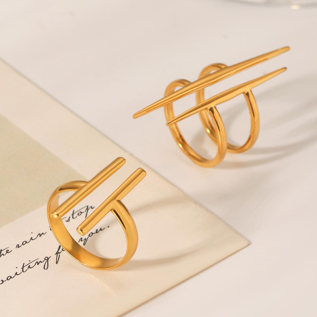 Euro-American style stainless steel open ring, niche design irregular titanium steel ring, non-fading finger ring