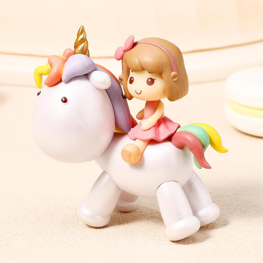 Toyvian Mini Unicorn Cake Decor Cartoon Unicorn Cake Topper Resin Figure Unicorn Cake Topper for Little Girl Birthday Party Decor Kids Unicorn Figure