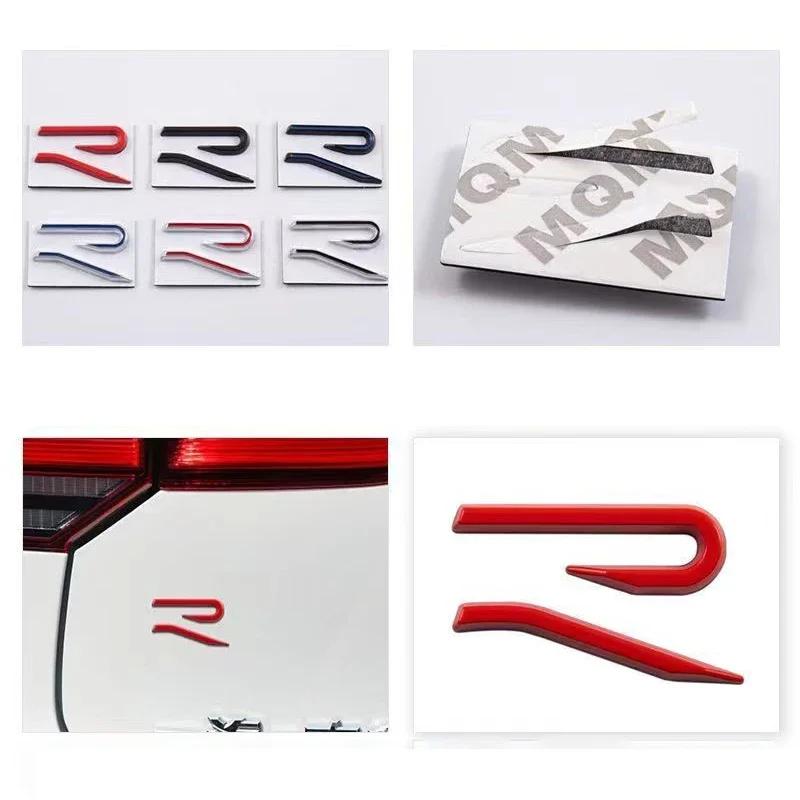 YKPSC1 New R Emblem Car Metal Body Tail Trunk Sticker Accessories For VW GTI Rline Polo Golf MK8 Touareg Passat Magotan CC