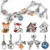 Медные Рождественские Подвески-Колокольчики Снежинка Олень Дом Бусина Снеговик Подвеска Подходят для Оригинального Браслета Ожерелья Ювелирные Изделия