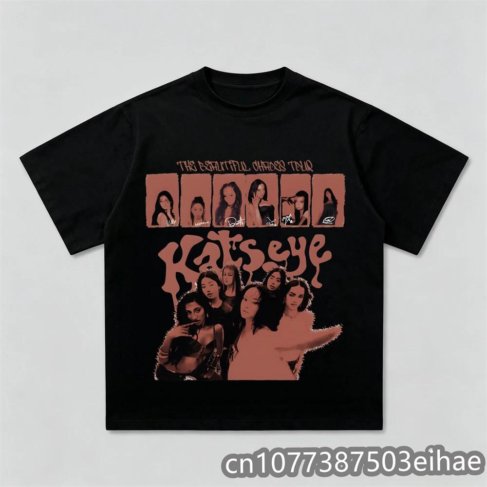 Unisex Y2K Vintage Katseye Kpop The Beautiful Chaos Tour TShirt Cotton Graphics Short Sleeve Streetwear Fashion
