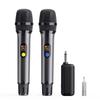 XIAOKOA Dynamic Wireless Microphone, Handheld Karaoke Microphone for Two People, UHF 30m Stable Transmission, Type-C Rechargeable, Noise Reduction, Mu