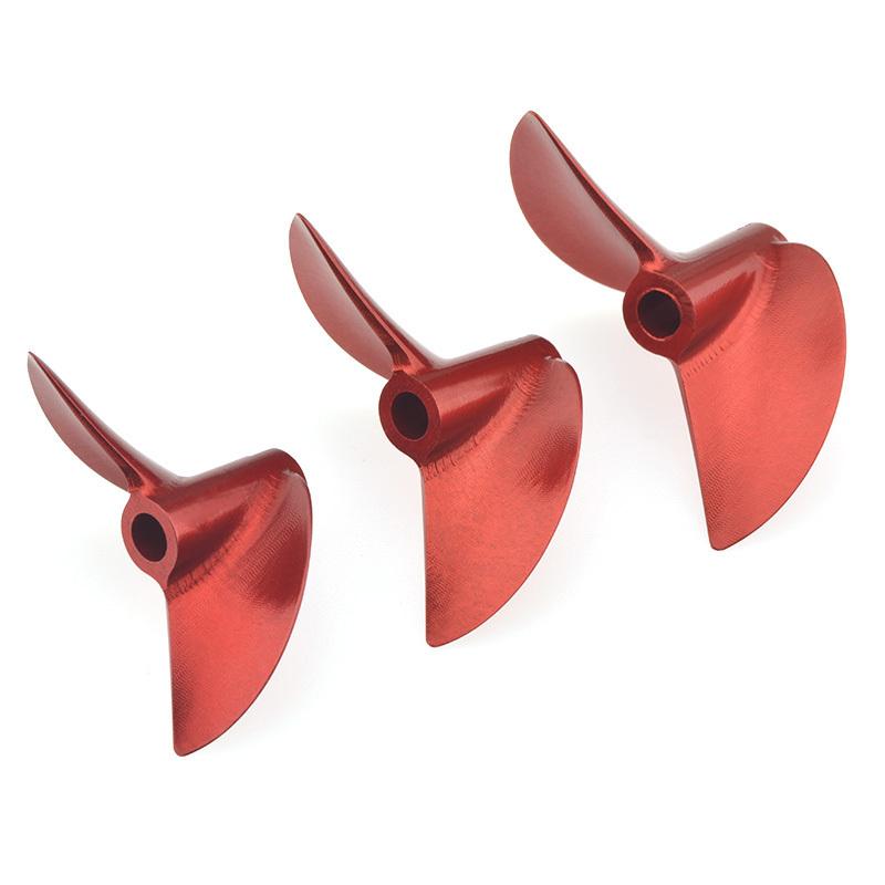 Red Aluminium 4.76mm 3/16'' Propeller CNC 4.76mm 2 Blades Screw Left/Right D38 to D50mm for RC Cat Boat Shrimp Boat