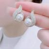 Серьги-капли из стерлингового серебра S925 с кристаллами и жемчугом - Стройнящие, Модные, Универсальные для женщин