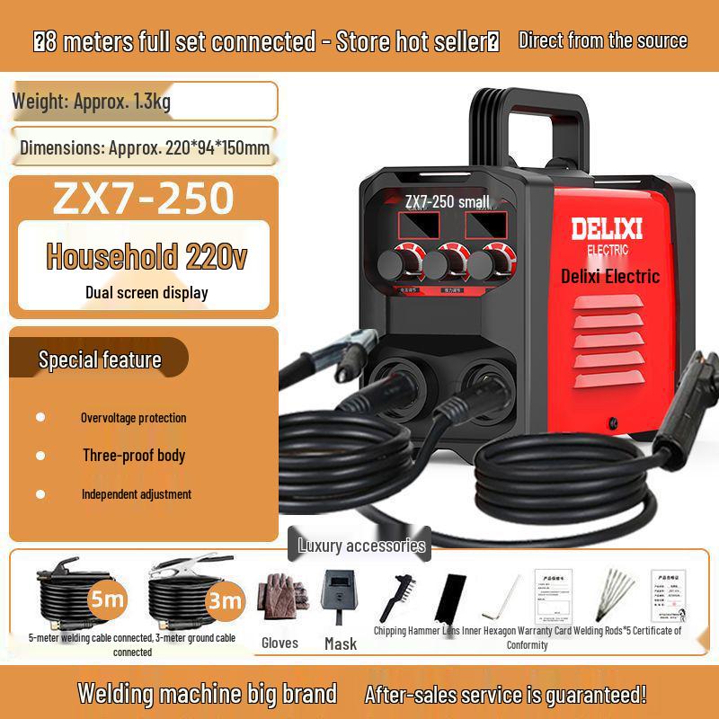 Delixi 220V Мини-портативный электрический сварочный аппарат, Чистая медь и нержавеющая сталь, Полностью автоматический для домашнего использования