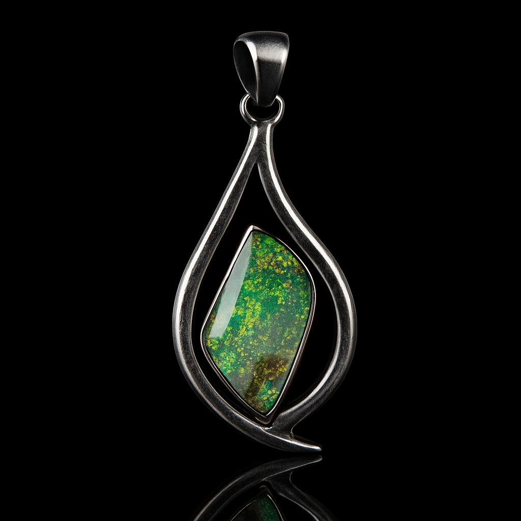 CERTIFIED Natural Australian Opal 39.75 Ct 925 Sterling Silver Fancy Pendant
