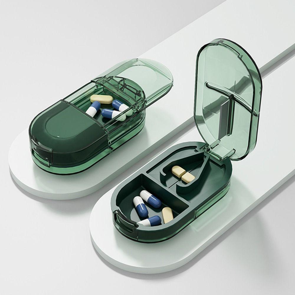 Portable Medicine Splitter Box 2 In 1 Powder Tablet Grinder Travel Medicine Pill Box Pills