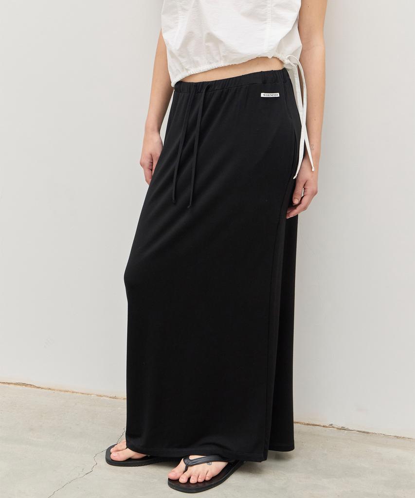 Leuba Jersey Straight Maxi Skirt - Black