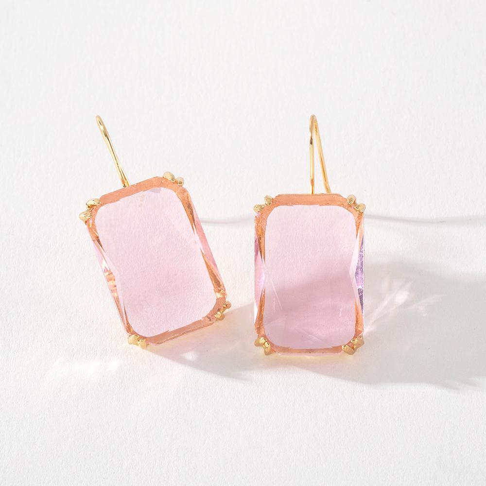 Pinkdudu Fashion Color Rhinestone Stud Earrings Simple Alloy Square Glass Earrings for Women Jewelry Gifts PD685