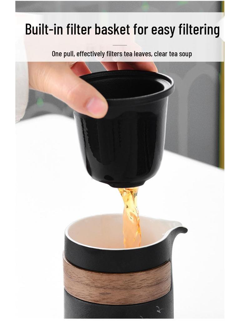 Portable Travel Tea Set: One Pot with Three Cups and Carry Bag for Camping & Solo Brewing