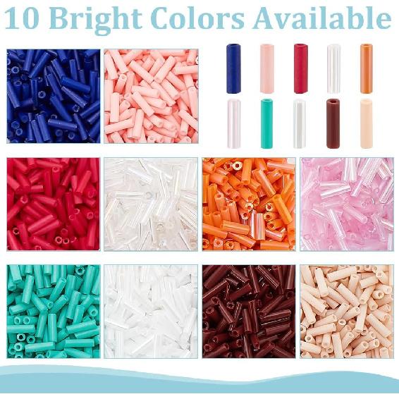 PH PandaHall 5500 шт 10 цветов 6 мм стеклярус, длинные трубчатые бусины, маленькие стеклянные бусины-бисер, бусины для рукоделия для бисероплетения, серег, браслетов, ожерелий, ювелирных изделий