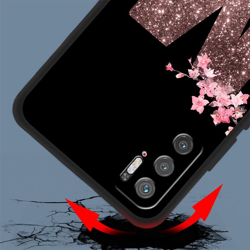 Розовый модный чехол с цветочной буквой MN для Xiaomi Redmi Note 11 10 Pro 12 9S 9 8 9C 9A K40 10C 8T 9T, силиконовый чехол для телефона