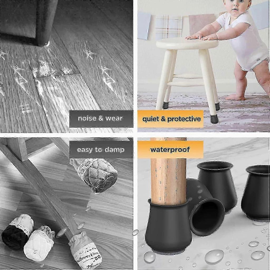 16pcs Chair Leg Floor Protectors, Silicone Covers To Protect Floors Felt Bottom Furniture Non Slip Protector Pads Caps - CHUN