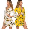 Floral Dress for Women Summer Oversize Elegant Long Sleeve Casual Dresses Female Loose Bohemian Beach Holiday Dresse