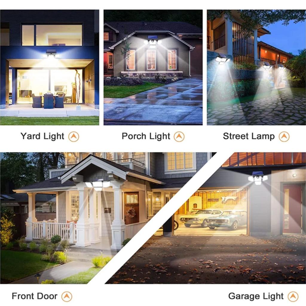 288/278LED уличные солнечные светильники 4 головки регулируемый датчик движения настенный светильник IP65 водонепроницаемый садовое наружное освещение настенные светильники