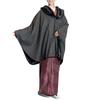 Japanese Style Loofah Wool Blend New [KYOETSU] Coat, Cape, Poncho, Collar, 21, Material, Women's (M, Gray)